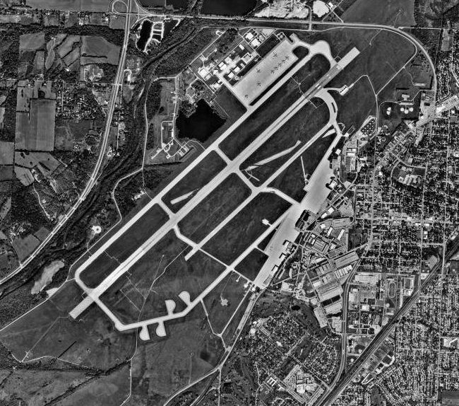 USGS digital orthophoto of Wright-Patterson Air Force Base outside Dayton, Ohio, captured October 10, 2000.